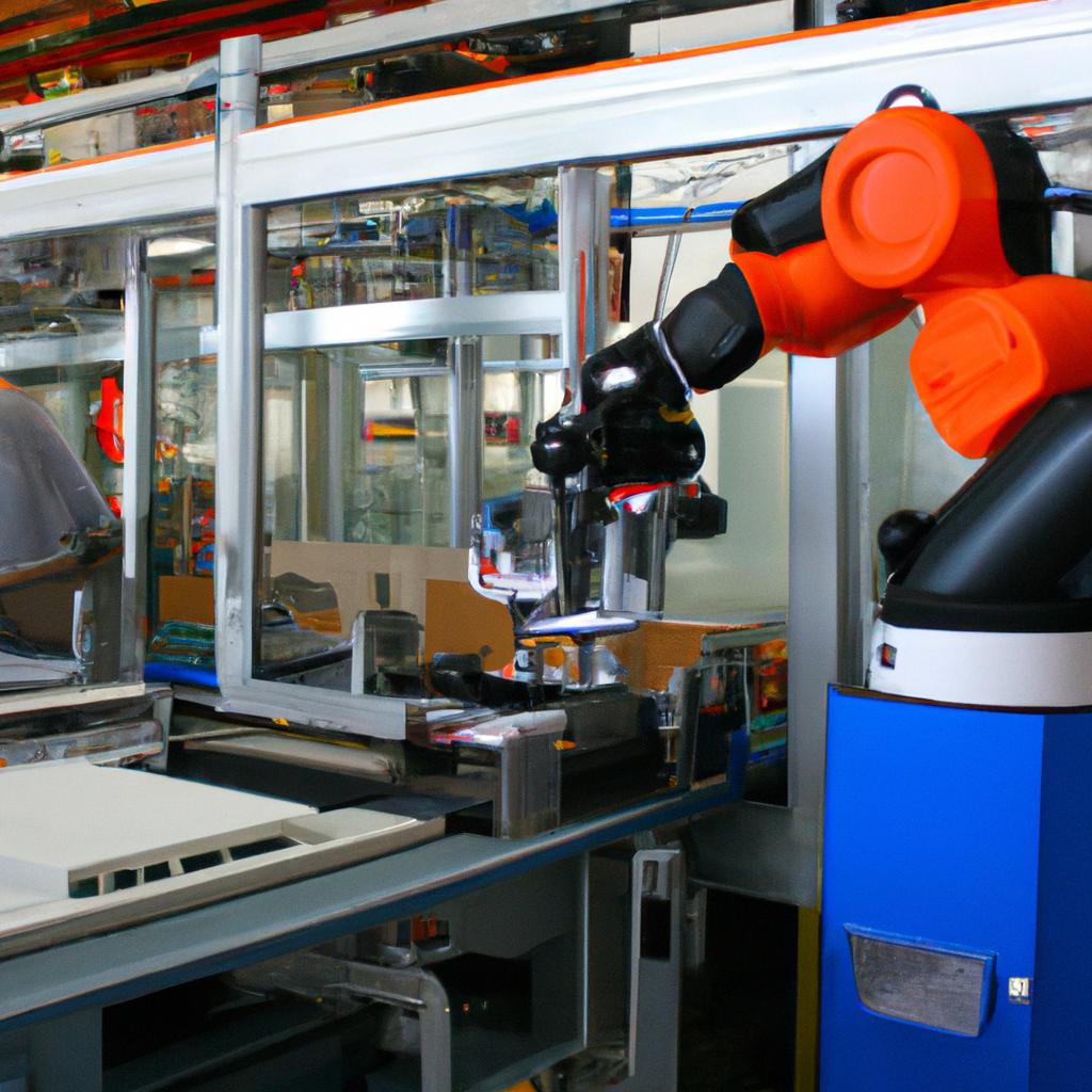Person operating robotic manufacturing equipment